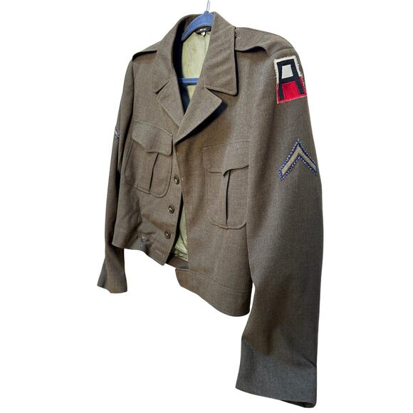 Vintage Military Wool Ike Jacket with Enlisted InsigniaSize 38